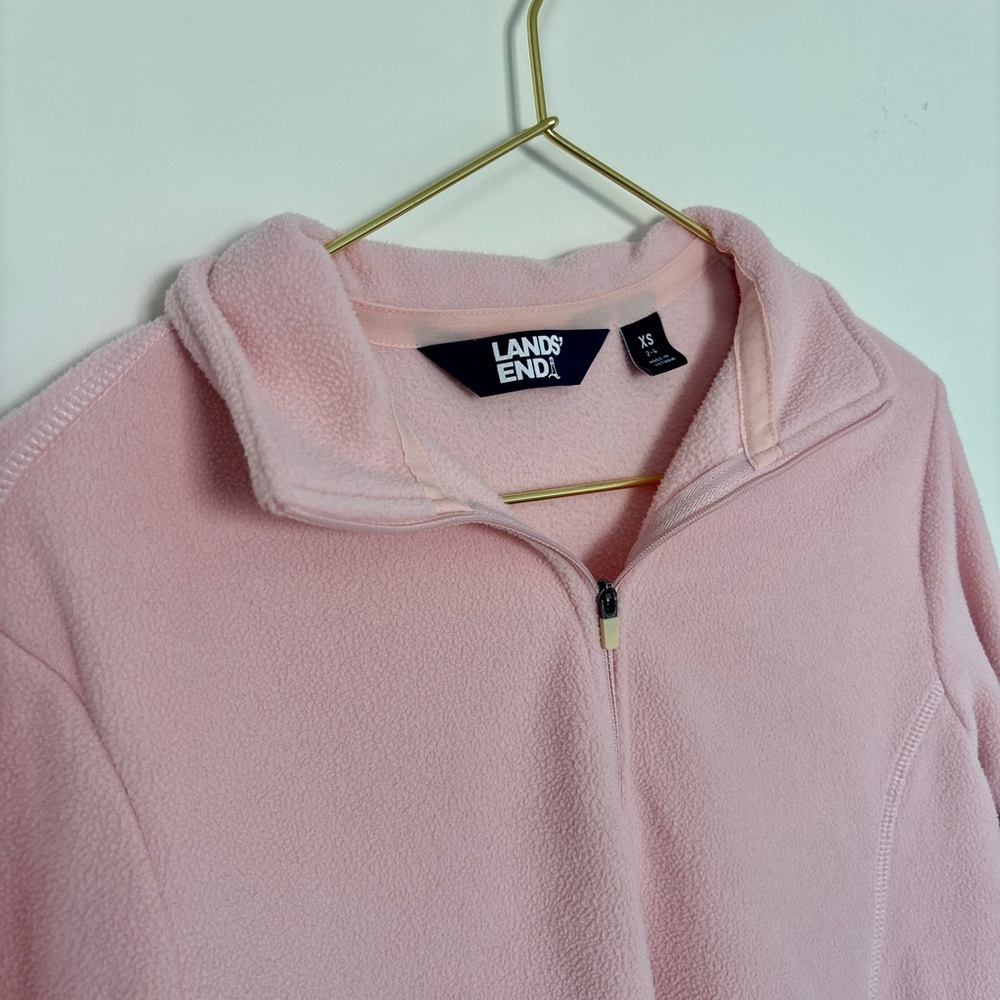 Lands’ End Pink Quarter Zip Fleece Pullover – Women’s XS